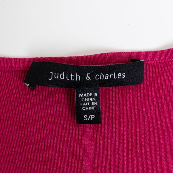 Judith & Charles Silk Blend Sweater V-Neck Long Sleeve Fuchsia Hot Pink - Picture 5 of 12